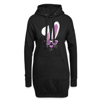 Cooler Skihase und Osterhase - Hoodie-Kleid - Schwarz - Vorne