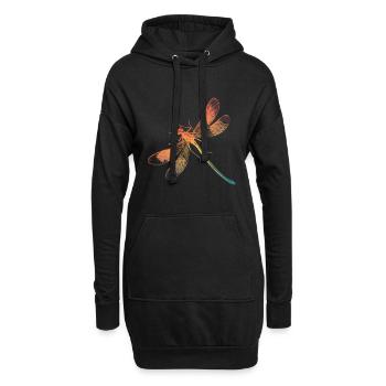Bunte Regenbogen Libelle - Hoodie-Kleid - Schwarz - Vorne
