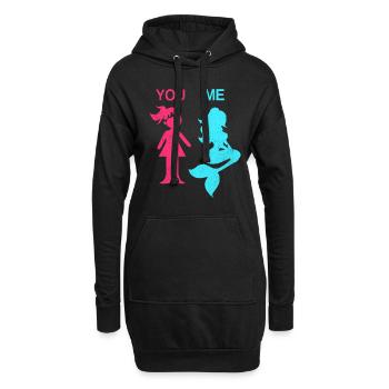 Meerjungfrau - Hoodie-Kleid - Schwarz - Vorne