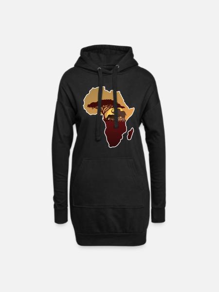 Afrika - Hoodie-Kleid - Schwarz