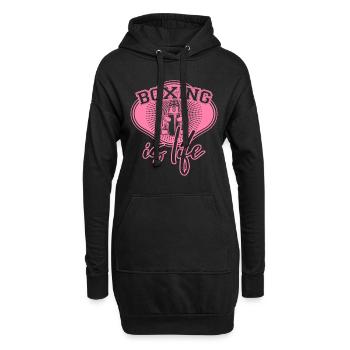 Kampfsport Boxen Boxerin Boxer Boxing - Hoodie-Kleid - Schwarz - Vorne