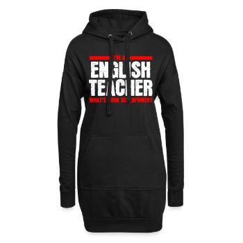 Englischlehrer Englischer Supermachtlehrer - Hoodie-Kleid - Schwarz - Vorne
