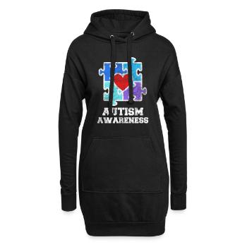 Autismus - Hoodie-Kleid - Schwarz - Vorne