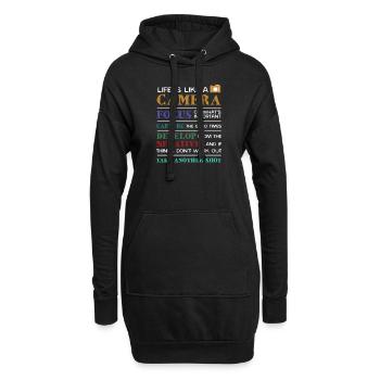 Life is Like A Camera Fotografie Fotograf Kamera - Hoodie-Kleid - Schwarz - Vorne