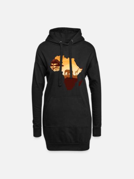Afrika Tiere Elefanten - Hoodie-Kleid - Schwarz
