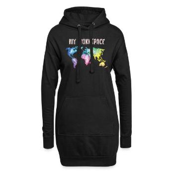 Weltkarte Globus - Hoodie-Kleid - Schwarz - Vorne