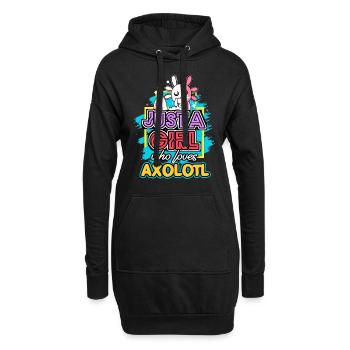 Axolotl Reptile Salamandre Aquarium Kawaii Lurch - Sweat-shirt à capuche long Femme - noir - Devant