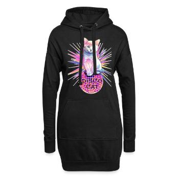 Disco Cat - Sweat-shirt à capuche long Femme - noir - Devant