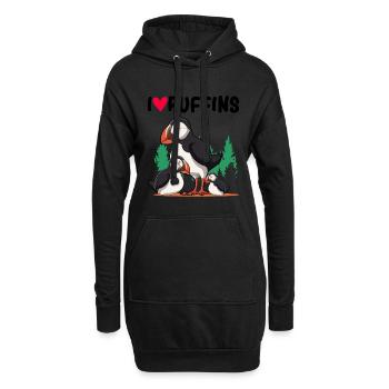 Papageientaucher - Hoodie-Kleid - Schwarz - Vorne
