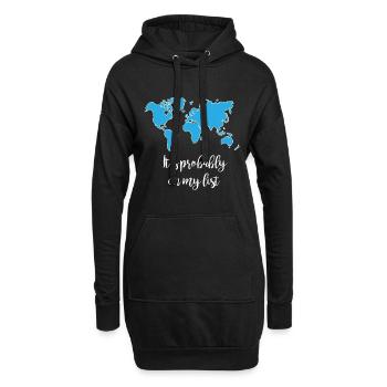 Globe monde voyage voyage - Sweat-shirt à capuche long Femme - noir - Devant