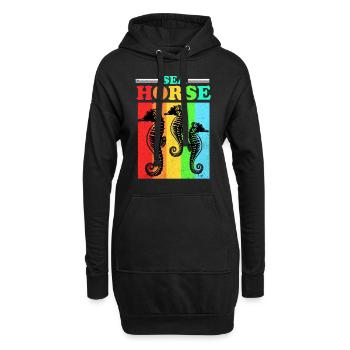 Seepferd - Hoodie-Kleid - Schwarz - Vorne