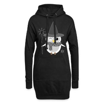 Hibou Sorcière Sorcière Halloween Magie Uhu - Sweat-shirt à capuche long Femme - noir - Devant