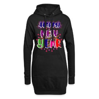 Neujahr Happy New year - Hoodie-Kleid - Schwarz - Vorne