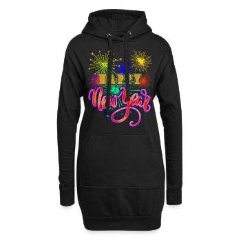 Neujahr Happy New year - Hoodie-Kleid - Schwarz - Vorne