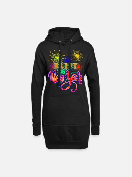 Neujahr Happy New year - Hoodie-Kleid - Schwarz