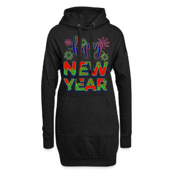 Neujahr Happy New year - Hoodie-Kleid - Schwarz - Vorne