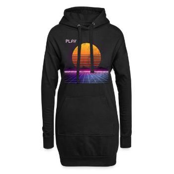80er Jahre Retro - Hoodie-Kleid - Schwarz - Vorne