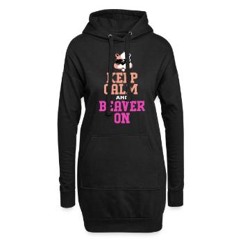 Biber Zweideutig Holz Baum Damm Dachs Otter - Hoodie-Kleid - Schwarz - Vorne