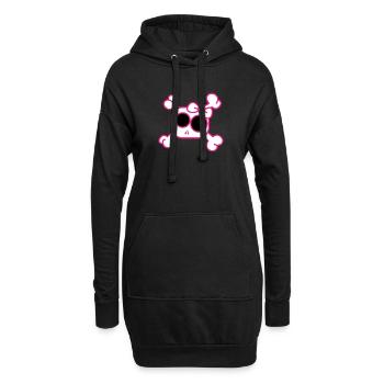 Lustiger Cartoon Totenkopf - Hoodie-Kleid - Schwarz - Vorne