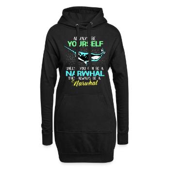Narval cadeau de licorne Kawaii baleine plongée sous-marine - Sweat-shirt à capuche long Femme - noir - Devant