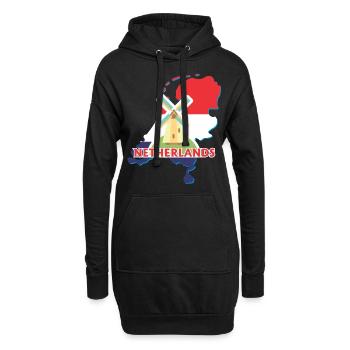 Pays-Bas Hollande - Sweat-shirt à capuche long Femme - noir - Devant