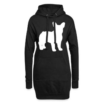 Bulldog français - Sweat-shirt à capuche long Femme - noir - Devant