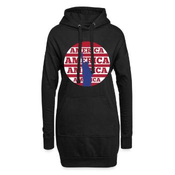 USA Amerika - Hoodie-Kleid - Schwarz - Vorne