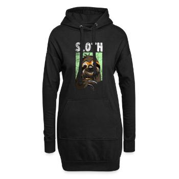 Faultier - Hoodie-Kleid - Schwarz - Vorne