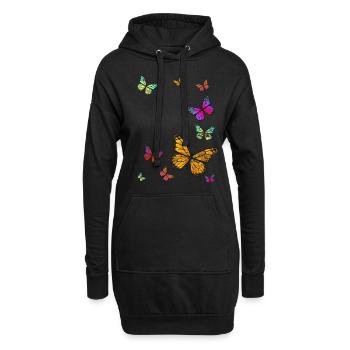 Essaim de papillons - Sweat-shirt à capuche long Femme - noir - Devant