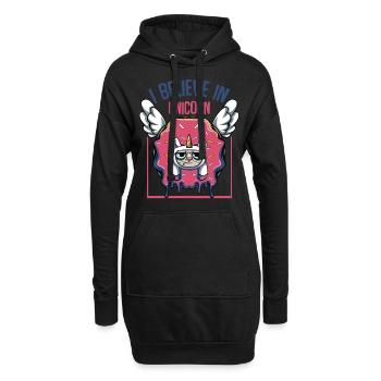 I Believe In Unicorn | Donut Katzen Candy Geschenk - Hoodie-Kleid - Schwarz - Vorne