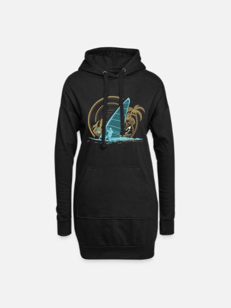 Windsurfen - Hoodie-Kleid - Schwarz