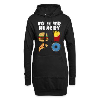 Forever Hungry | Hamburger Pommes Donut Geschenk - Hoodie-Kleid - Schwarz - Vorne