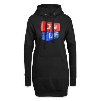 Europa und China Container - Euro, EU, Welt - Hoodie-Kleid - Schwarz - Vorne