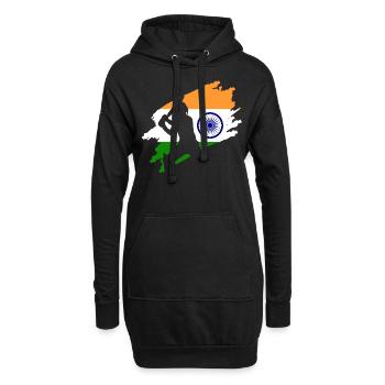 Kricket-patriotischer indischer Indien-Sport - Hoodie-Kleid - Schwarz - Vorne