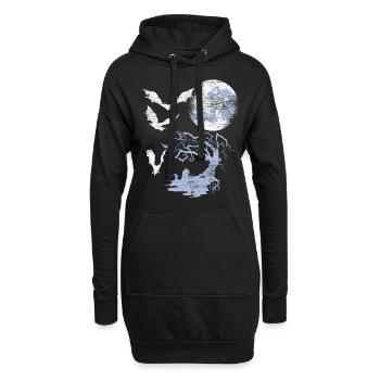 Fledermaus Mond - Hoodie-Kleid - Schwarz - Vorne