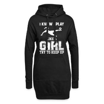 Frauenfußball Fussball Soccer Girl Mädchen Ball - Hoodie-Kleid - Schwarz - Vorne