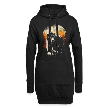 Bär Braunbär Wald - Hoodie-Kleid - Schwarz - Vorne