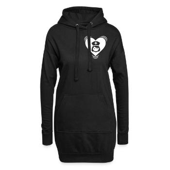 Krankenschwester - Hoodie-Kleid - Schwarz - Vorne