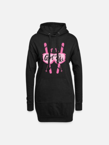 Ski Ski Ski Ski Sports d'hiver - Sweat-shirt à capuche long Femme - noir