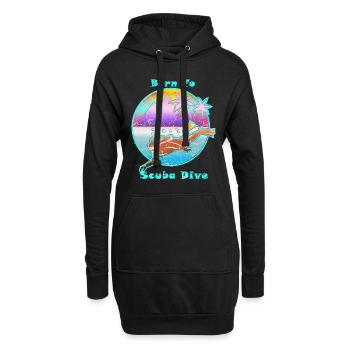 Tauchen Tiefseetaucher Sporttaucher Meer Flossen - Hoodie-Kleid - Schwarz - Vorne