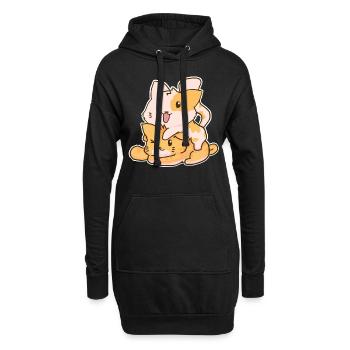 Kawaii Anime Japan Japanische Katze Niedlich - Hoodie-Kleid - Schwarz - Vorne