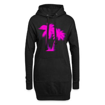 Vaporwave Pink Palm Tree Gift Aesthetic Style - Hoodie Dress - black - Front