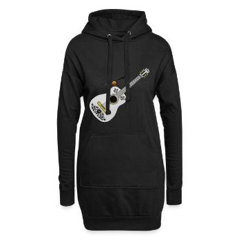 Coole Stillvolle weiße Gitarre Geschenkidee - Hoodie-Kleid - Schwarz - Vorne