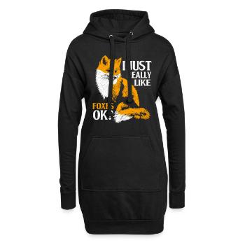 Fuchs - Hoodie-Kleid - Schwarz - Vorne