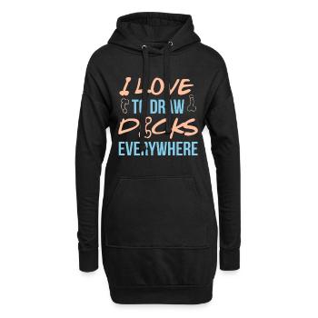I love to draw dicks everywhere - Hoodie-Kleid - Schwarz - Vorne