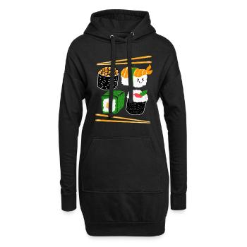Sushi - Sweat-shirt à capuche long Femme - noir - Devant