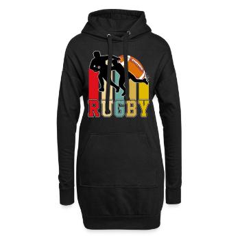 Rugby T-Shirt - Hoodie-Kleid - Schwarz - Vorne