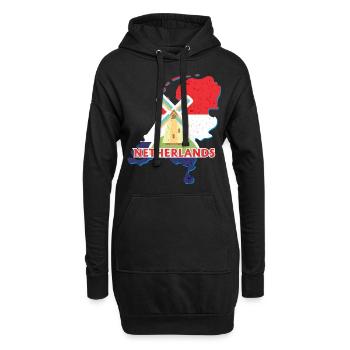 Pays-Bas Hollande tulipes Amsterdam cadeau - Sweat-shirt à capuche long Femme - noir - Devant