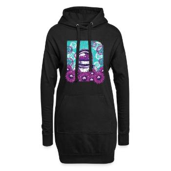 Flower Astronaut - Weltfrauentag - Hoodie-Kleid - Schwarz - Vorne