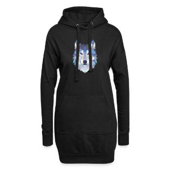 WOLFKOPF MOSAIK KUNST DESIGN WOLF - Hoodie-Kleid - Schwarz - Vorne